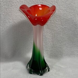 Murano Glass Flower Vase Handcrafted Jack In The Pulpit